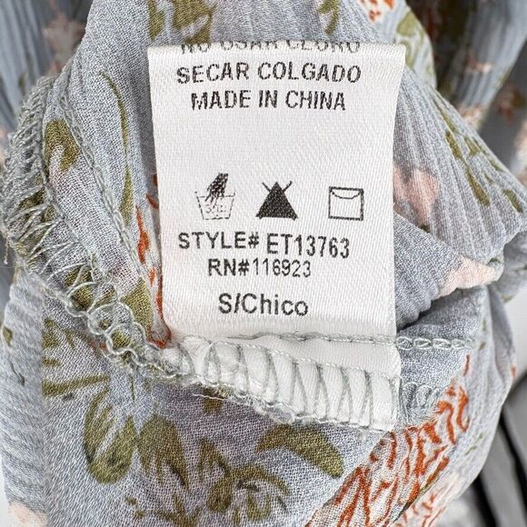 Altar'd State Blue Floral Long Balloon Sleeve Top, Sz Small, Boho Shabby Chic - Picture 4 of 11